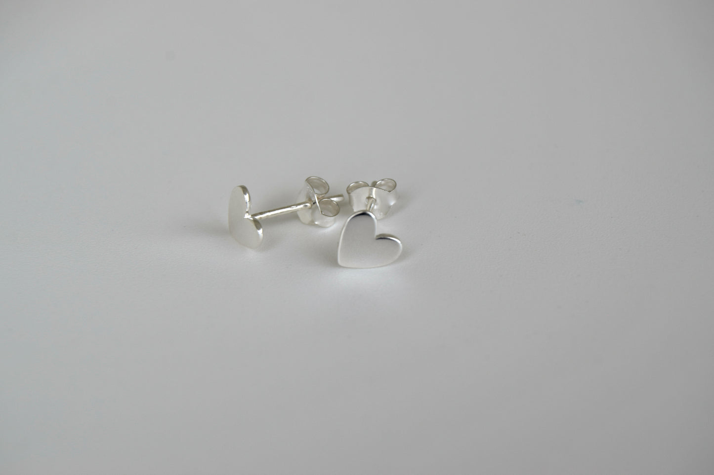 Sterling-Silver Solid Heart Stud Earrings