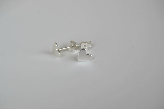 Sterling-Silver Solid Heart Stud Earrings