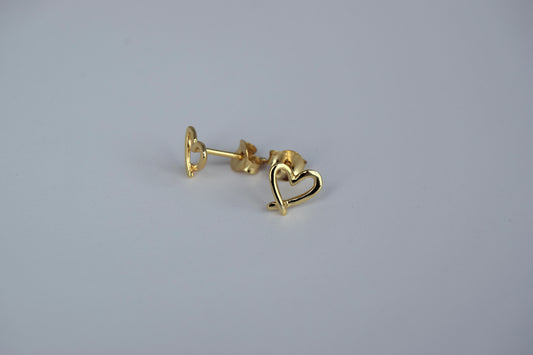 Gold-Plated Open Heart Stud Earrings