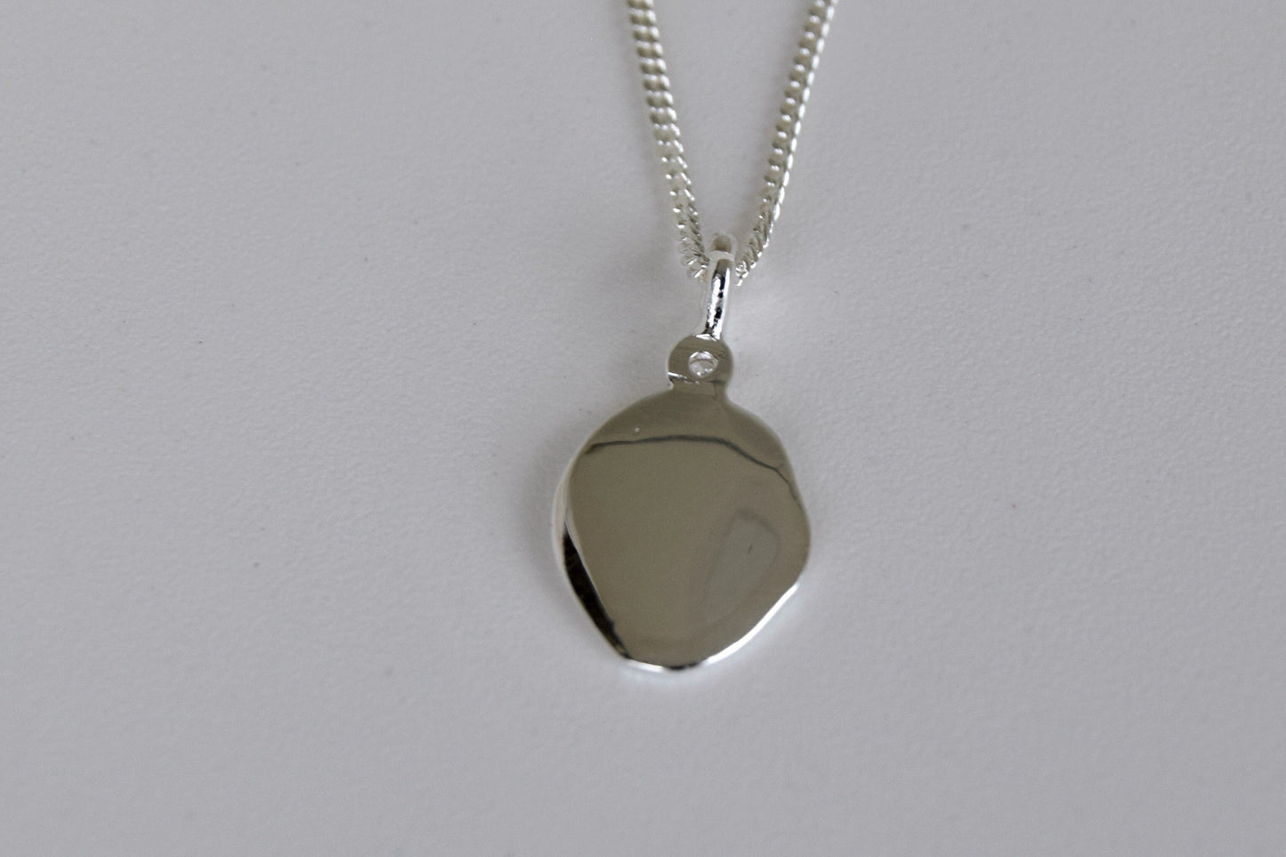 Sterling Silver Oval with CZ Necklace