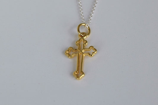 Gold Plated Gothic Open Cross Necklace