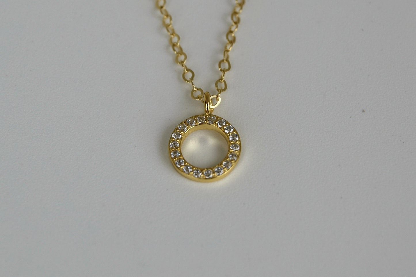 Gold Plated Circle CZ Necklace