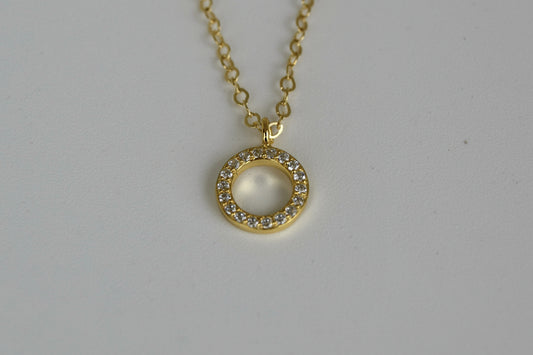 Gold Plated Circle CZ Necklace