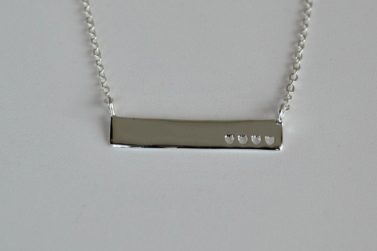 Sterling Silver Bar with Hearts Necklace