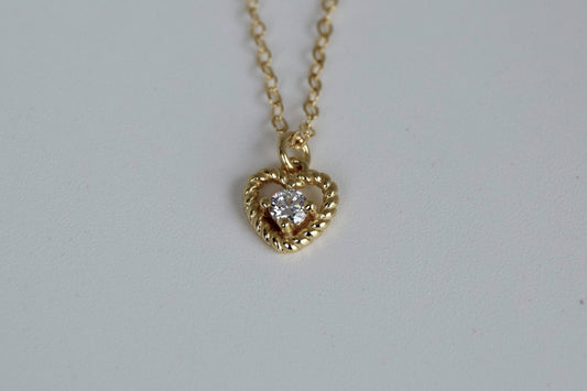 Gold Plated CZ Wire Heart Necklace