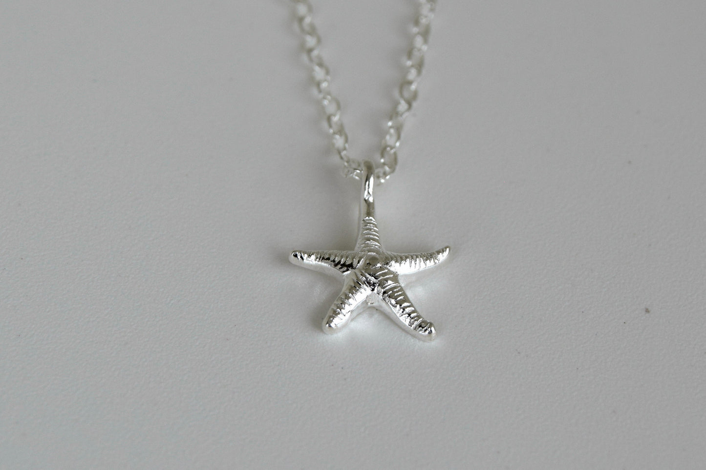 Sterling Silver Textured Starfish Necklace