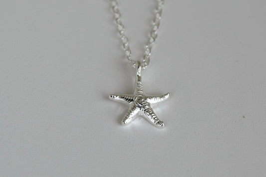 Sterling Silver Textured Starfish Necklace