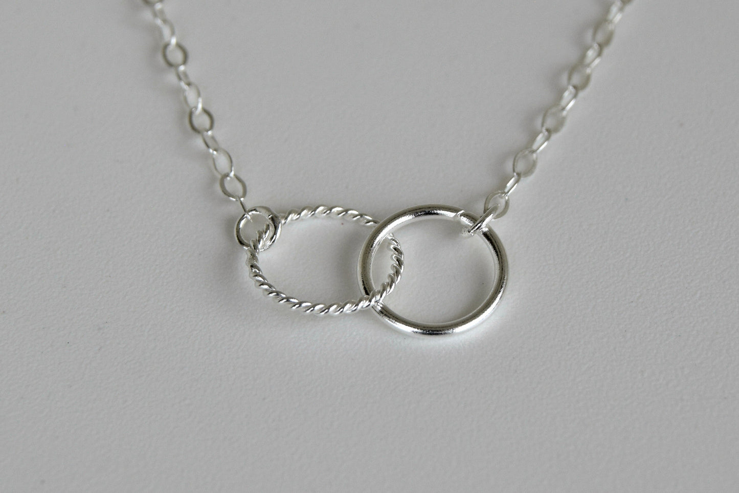 Sterling Silver Textured Double Circle Necklace