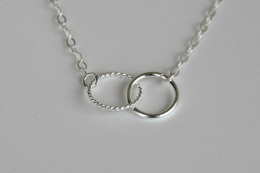Sterling Silver Textured Double Circle Necklace