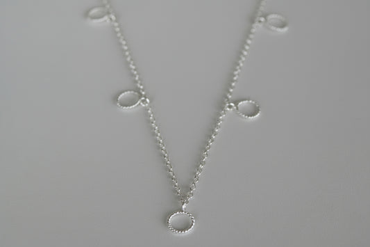 Sterling Silver Multi Small Textured Open Circles Necklace