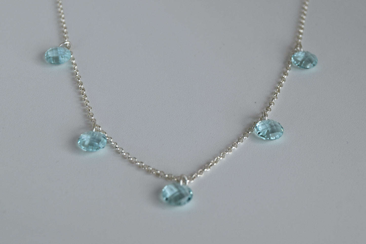 Sterling-Silver Multi 5 Colour Stones Necklace