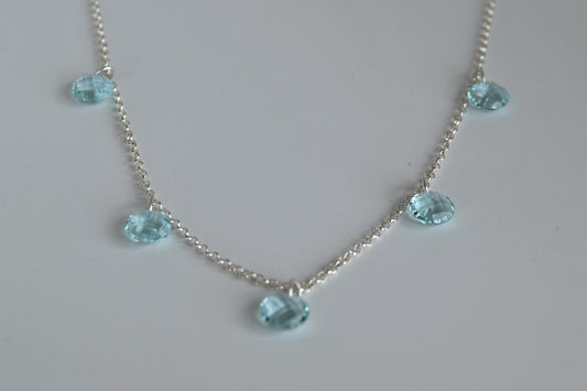 Sterling-Silver Multi 5 Colour Stones Necklace