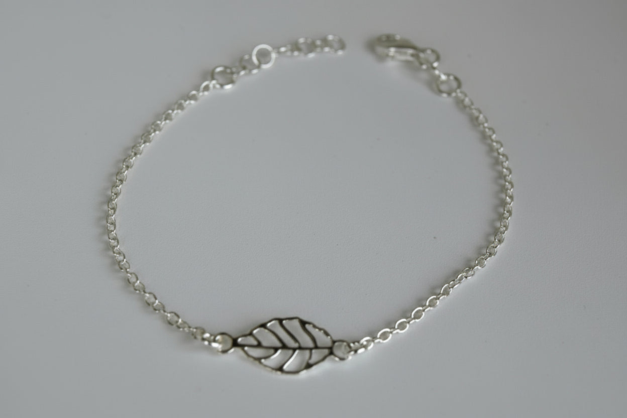Sterling Silver Leaf Bracelet