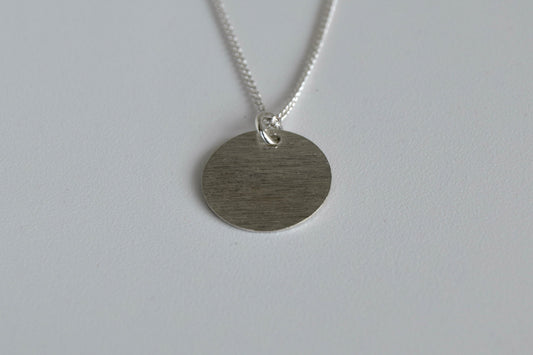Sterling Silver Brushed Disc Necklace