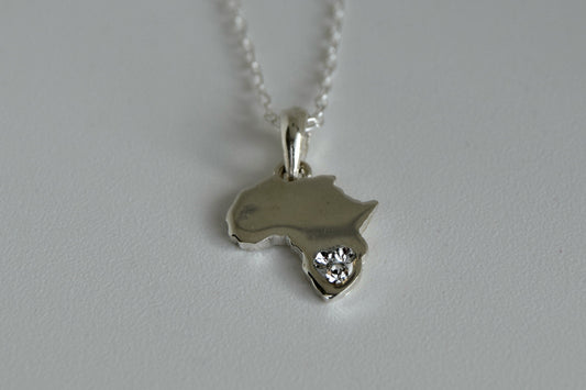 Sterling Silver Africa with CZ Necklace