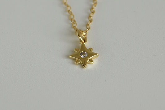 Gold Plated Star With CZ  Necklace