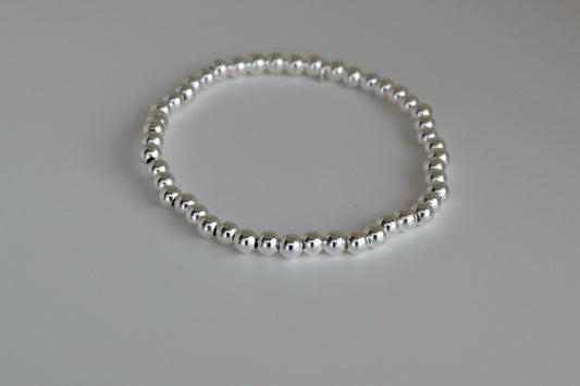 Sterling Silver Beaded Stretched Bracelet