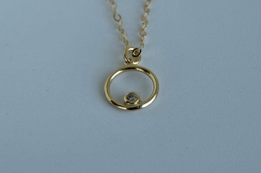 Gold Plated Circle With CZ Necklace