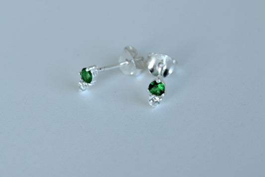 Green CZ Stud Earrings
