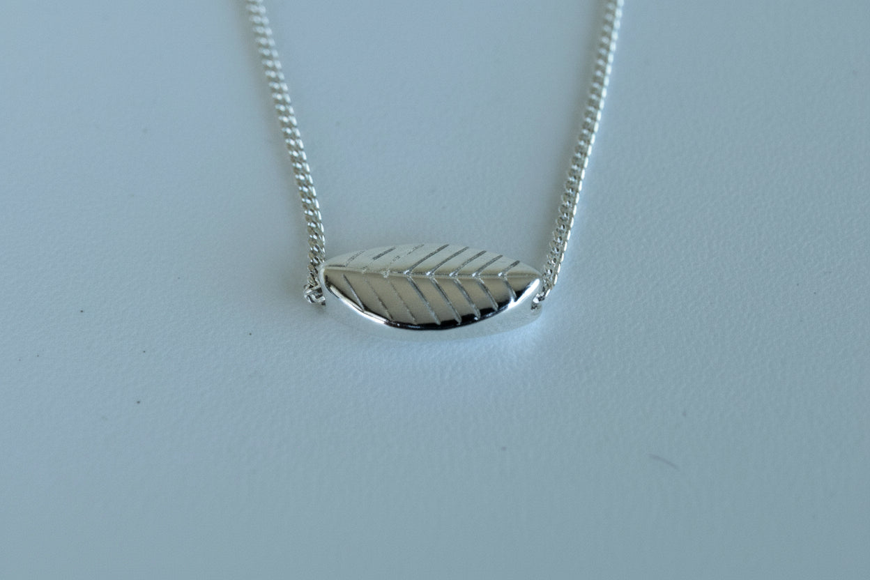 Sterling Silver Horizontal Leaf Necklace