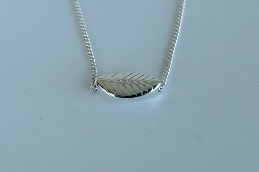 Sterling Silver Horizontal Leaf Necklace