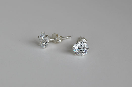 Sterling Silver CZ Stud Earrings