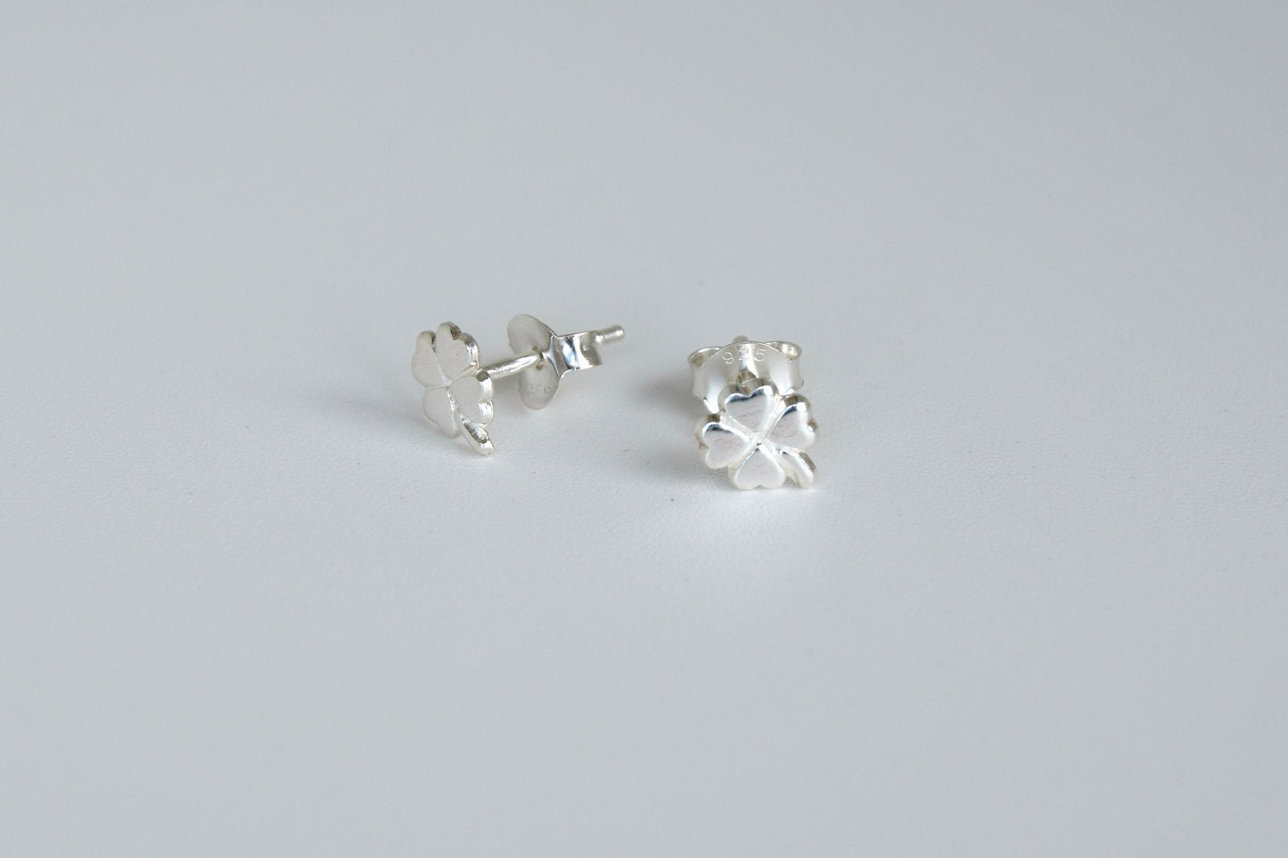Small Sterling Silver Clover Stud Earrings