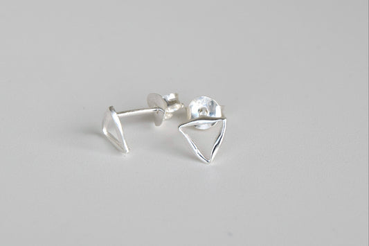 Sterling Silver Twisted Triangle Stud Earrings