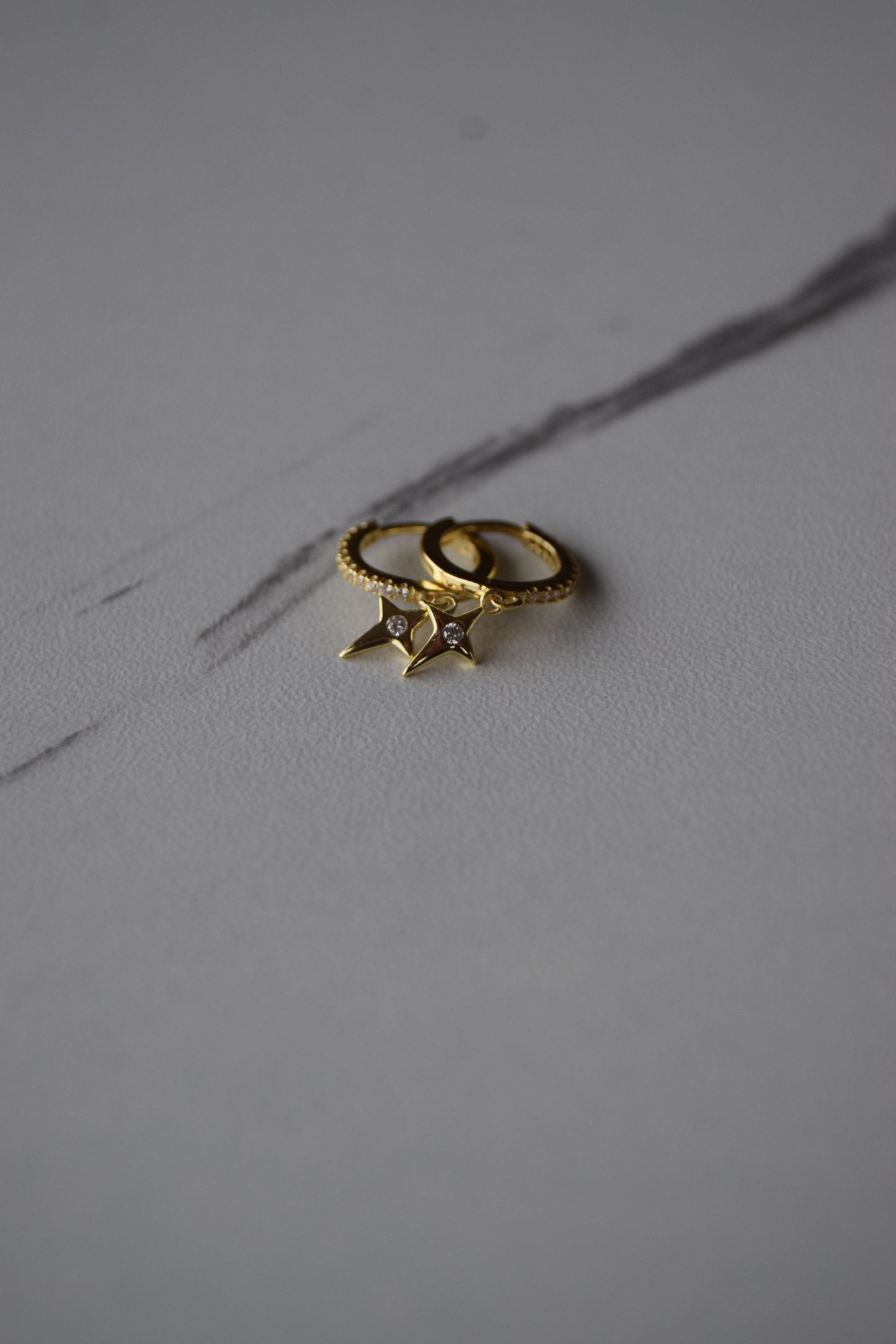 Gold Plated CZ Huggie Earrings With Cross Pendant