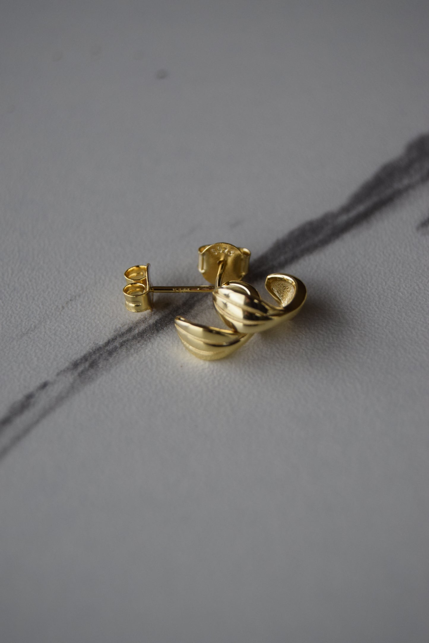 Gold Plated Ridged Stud Earrings