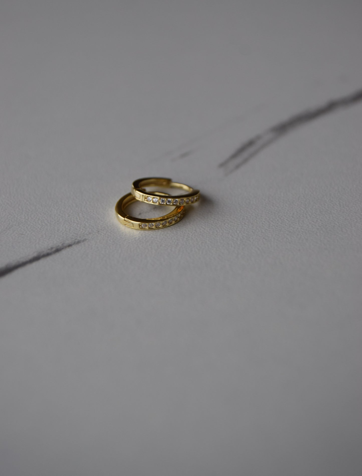 Gold Plated Huggie Earrings with CZ