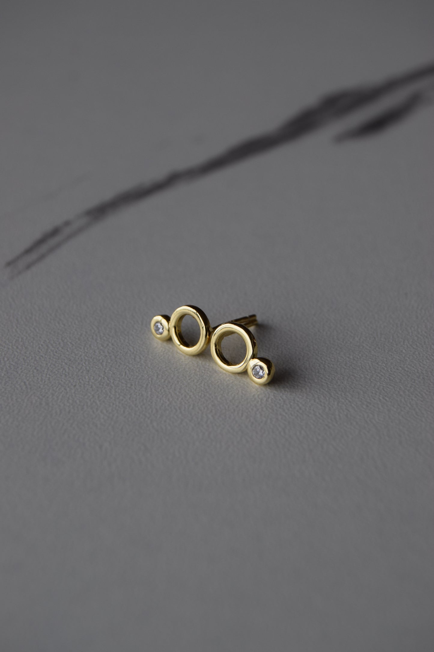 Gold Plated CZ Circle Stud Earrings