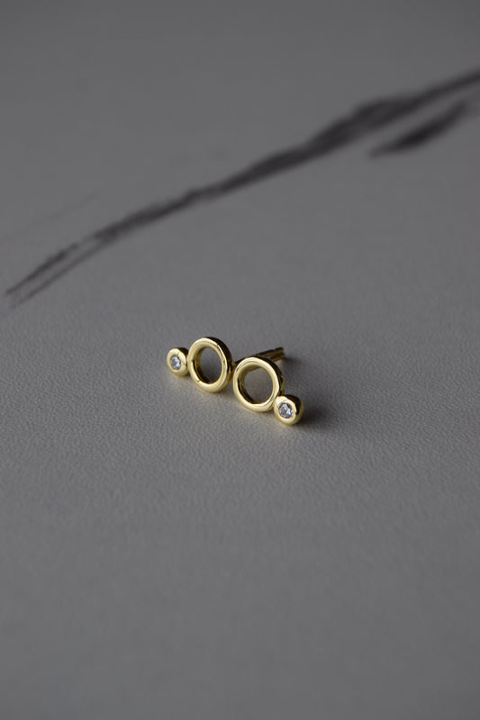 Gold-Plated CZ Circle Stud Earrings