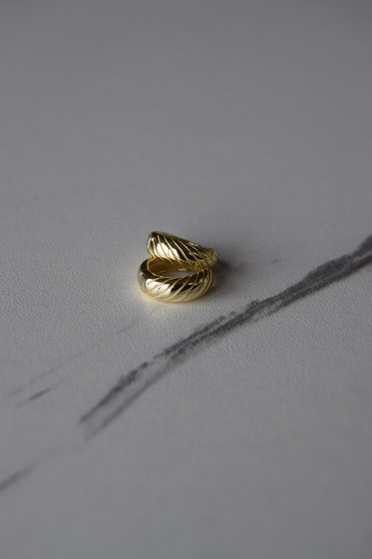 Gold-Plated Textured Huggies Earrings