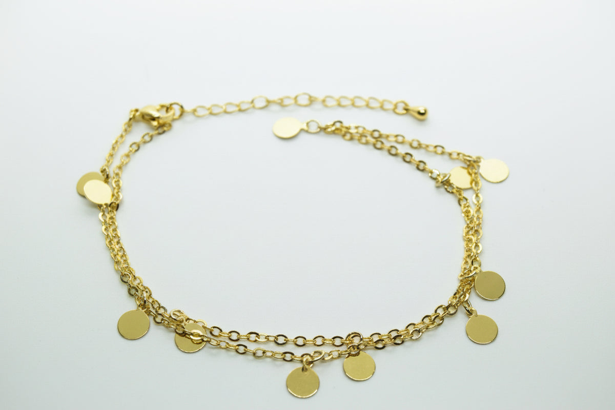 Gold Plated Brass Multiple Circle Necklace