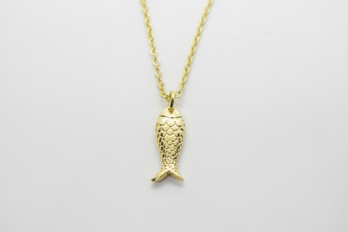Gold Plated Brass Fish Necklace
