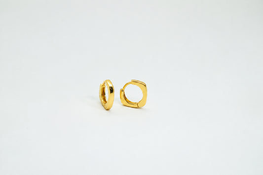 Gold Plated Brass Square Huggie Earrings