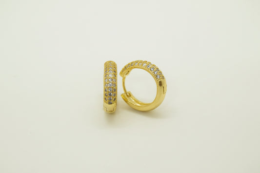 Gold Plated Brass CZ Sparkle Huggie Earrings