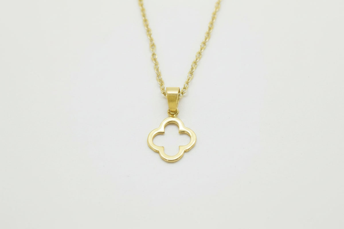 Gold Plated Brass Clover Necklace