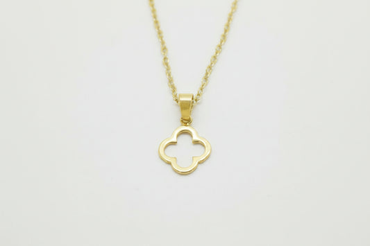 Gold Plated Open Brass Clover Necklace