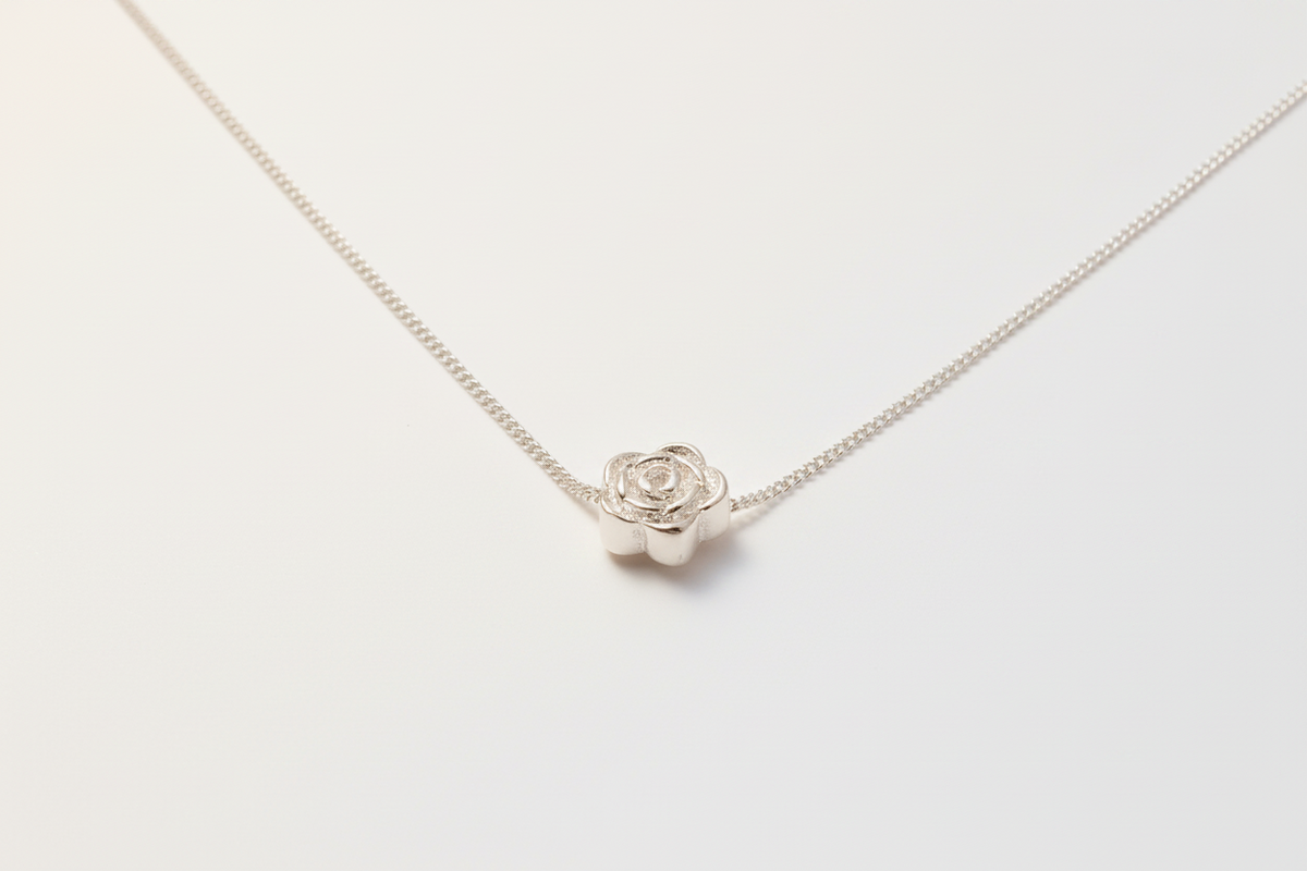 Sterling Silver Rose Necklace