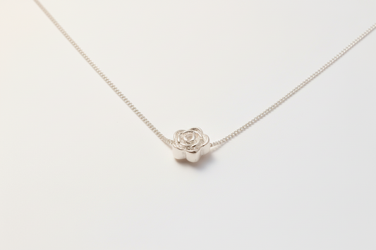Sterling Silver Rose Necklace