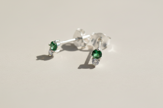 Green CZ Stud Earrings