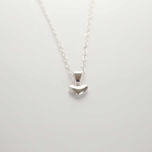Sterling Silver Puffy Heart Necklace
